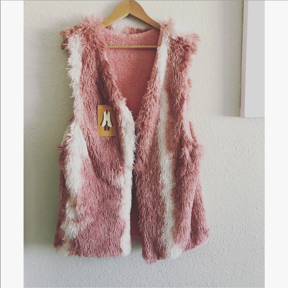 Fashion Leader faux fur fleece lined vest O/S NWT